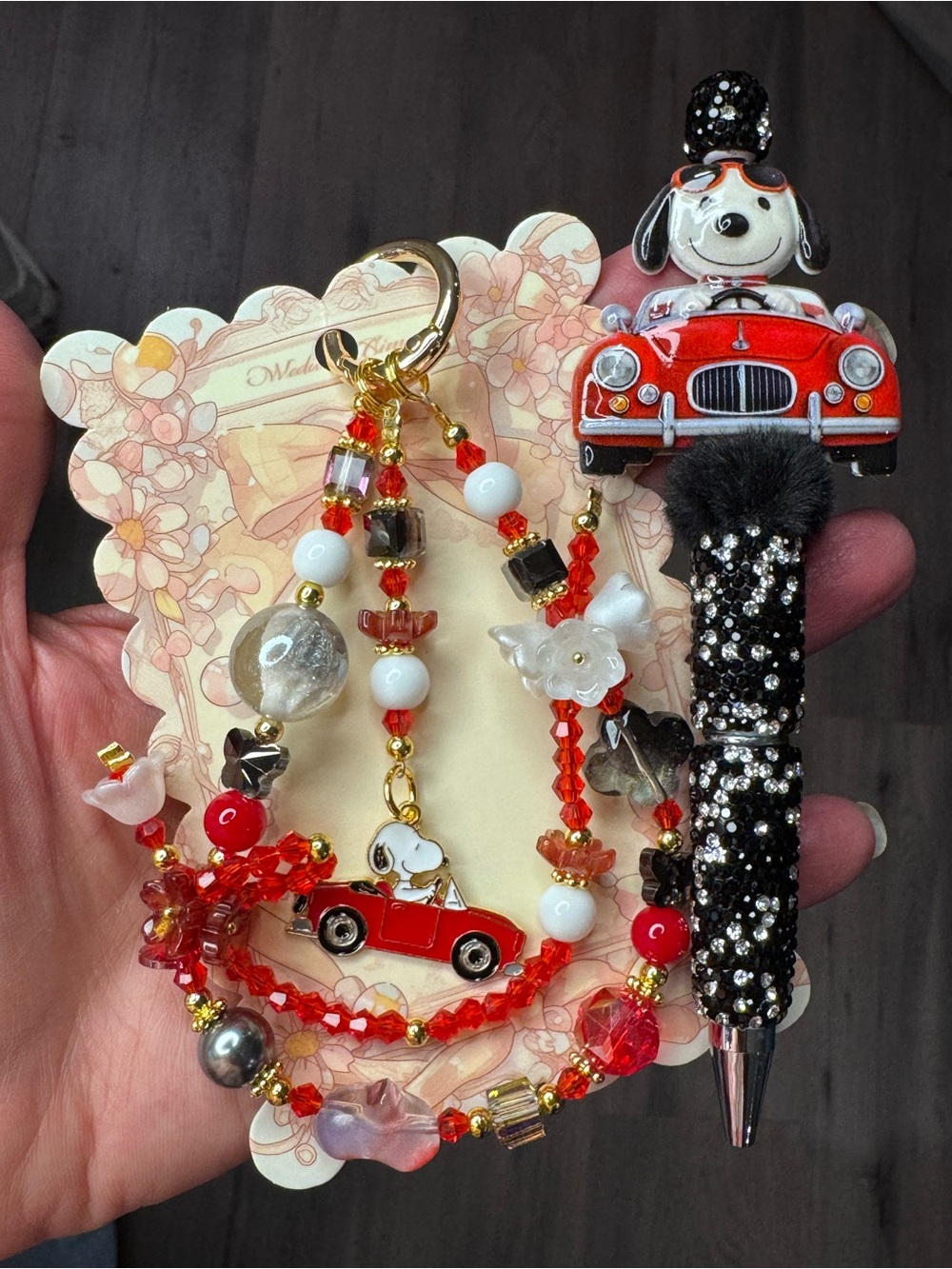 Snoopy bag charm AND pen